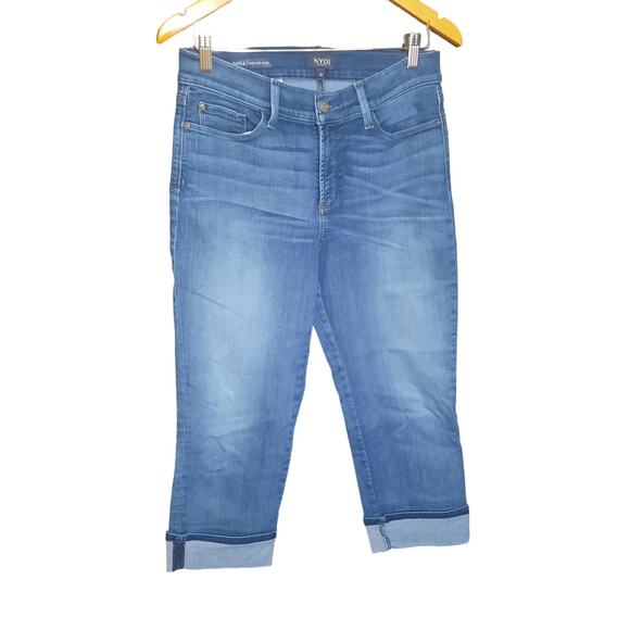 NYDJ Womens Dayla Wide Cuff Capris With LiftxTuck Technology Jeans Size 10 - Picture 1 of 7